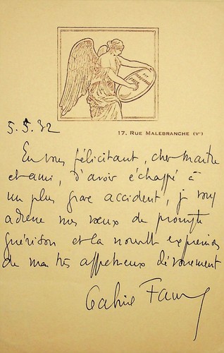 S gabriel faure poète - l.a.s,