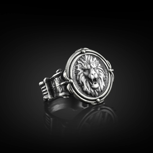 Bague chevalière homme lion - bague,