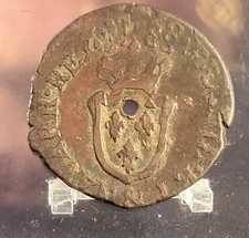 liard louis XV 1768 aix & 2.48 GRS TROU CENTRAL