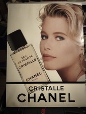 ? PLV PRESENTOIR VINTAGE CLAUDIA SCHIFFER parfum CRISTALLE de CHANEL 60 x 80 cm