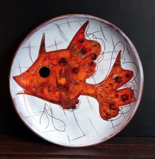 Grand Plat Céramique VALLAURIS Signé Monique BRUNNER années 1950-1960 Vintage