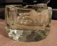 superbe cendrier en verre soufflé - à facette - rare, épais, lourd - Art déco -