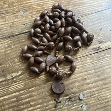 Ancien grand chapelet rosaire avec perles en bois corozo Très Bon État