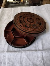 BOITE RONDE  A COMPARTIMENTS BIRMANIE BAMBOU  BOIS PAPIER MACHE LAQUE