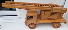 Très grand camion de pompier Dejou jouet ancien en bois en très bel état