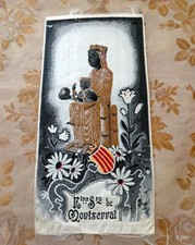 ANCIENNE SOIE TISSÉE VIERGE NOIRE DE MONTSERRAT patronne de la CATALOGNE