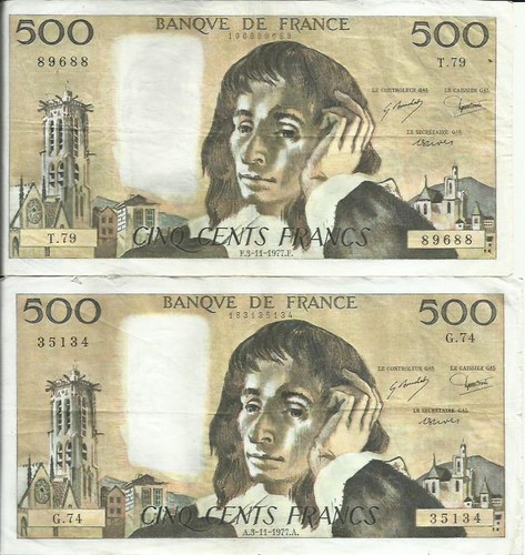 France 500 francs 1977 pascal - 500,