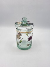 Pot couvert en verre soufflé peint à décor floral et doré de Paul Nagel XXème