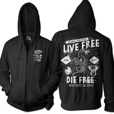 Sweat à capuche Homme Capuche Zipper Live Free The Free Biker Moto Rocker BA5117ZP