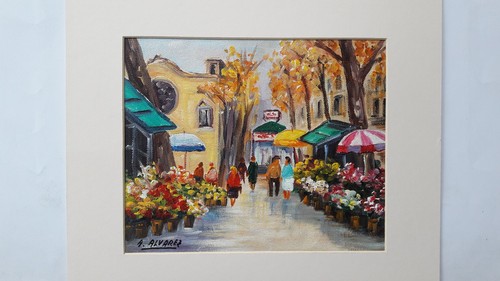 Tableau marché aux fleurs - marché,