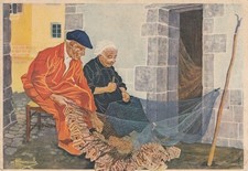 CPA ILLUSTRATEUR / HOMUALK / en parcourant la BRETAGNE / RAMANDAGE D'un FILET