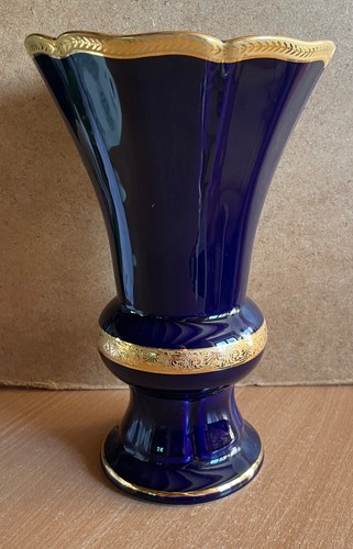 Vase bleu porcelaine - bleu, or