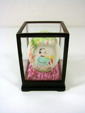 Vintage Chinese Hand Painted Egg CHILD  Signed, on the Stand Glass Display Case