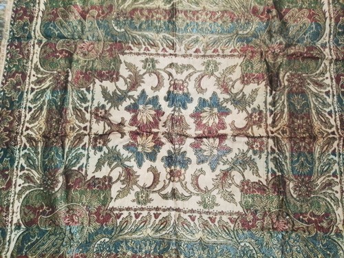 Ancien tapis frangé table - ancien,