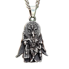 Assis Baphomet Pendentif 83.8cm Collier Satanique Léviathan Acier Bijoux & Boîte