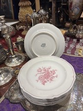 9 grandes assiettes  porcelaine manufacture royale de limoges decor fleurs 22cm