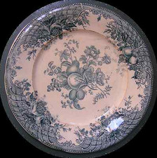 ASSIETTE  faïence "Terre de feu de GRIGNY" décor FLEURS ET FRUITS