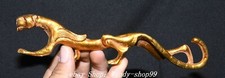7" Old Chinese Dynasty Copper Gilt Feng Shui 12 Zodiac Tiger Animal Statue