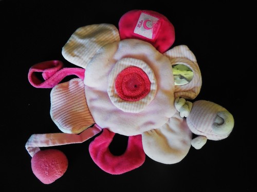 Doudou plat fleur rose - rose, +