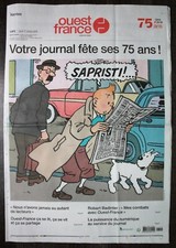 Journal Ouest-France Tintin Anniversaire 75 ans Librairie Livre Collection Hergé