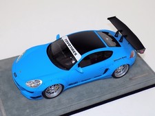 1/18 Modèles AB Porsche Cayman Rocket Bunny Matte Bleu Bébé Sur Base Alcantara