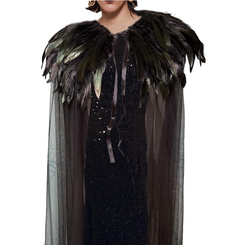 Cape gothique plumes - en, plumes,