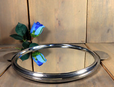 Antique French Mirrored Tray Cocktail Serving Art Deco Round Chromed 1930s
