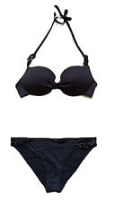 Maillot de bain 2 pieces noir anneaux entrelaces Rembourre Push Up Armature T 38