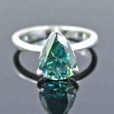 2.50 CT Bleu Traitée Bague Diamant Poire Forme VVS1 Certifié ! Birthday Cadeau