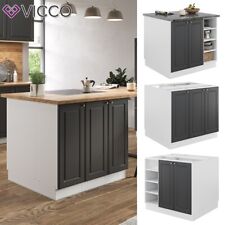 Îlot de cuisine Fame-Line style rustique 90 cm blanc anthracite or Vicco
