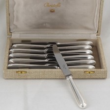 Christofle Perles, 12 couteaux à entremets, dessert, fromage, en métal argenté.