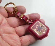 Ancien porte clé sur cuir Carrosserie Automobile Desoil Aulnay Valenciennes An60