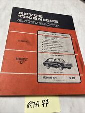 Renault 12 R12 L TL Break Revue Technique Automobile RTA évolution R10 R8 R8S