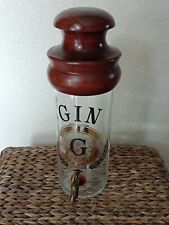 Fontaine en Verre Sérigraphiée Doré Pour GIN Support Bois Robinet Laiton 