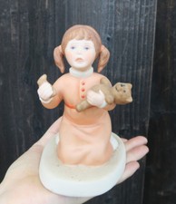 Vintage Porcelain  girl  bear Doll figurine Germany Bisque handpainted PLEASE