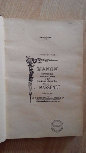 Jules massenet manon opéra - manon,