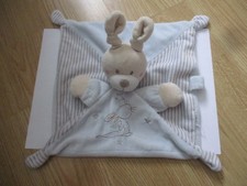 doudou plat carré lapin bleu marron brun rayé simba toys nicotoy étoiles