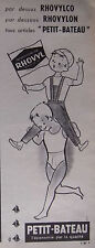 PUBLICITÉ PRESSE 1961 SOUS-VÊTEMENT PETIT BATEAU RHOVYLCO RHOVYLON - ADVERTISING