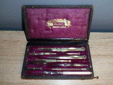 ANCIEN COFFRET DE COMPAS SUPERIEUR COMPLETE ,OUTIL DE DESSINS