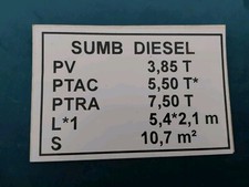 Plaque De Tare Autocollant Sumb Diesel