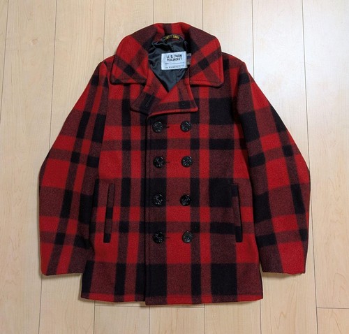 Schott plaid pea coat - plaid,