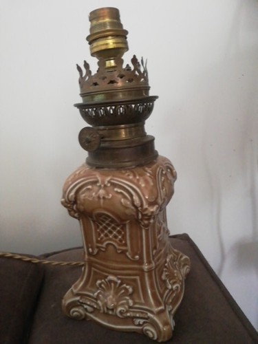 Ancienne lampe faïence - ancienne,