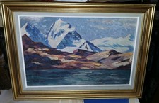 Tableau Huile sur panneau, Paysage de haute montagne. Alpes.