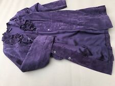 BEAU MANTEAU croûte cuir COMME NEUF T36 violet look vintage