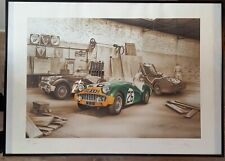 Lithographie Reproduction Sur Papier Velin Triumph TR3 Le Mans.