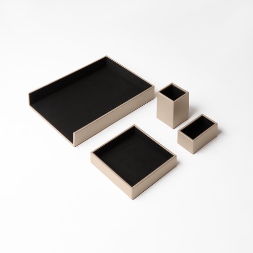 Set bureau cuir gris - set,