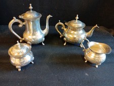 SERVICE À THÉ ET CAFÉ ANGLAIS EN MÉTAL ARGENTÉ 4 PIÈCES