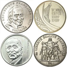 5 Francs Hercule Voltaire Mendes France Tour Eiffel  monnaies commemoratives