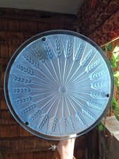 Ancienne suspension luminaire en verre bleuté à décor d'épis de blé, 35 cm env.