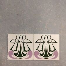2 Anciens Carreaux Carrelages Faience De Desvres 11cm Tiles Azulejos Déco 